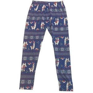 No Boundaries‎ Llama Christmas Holiday Leggings  L/G (11-13) Blue